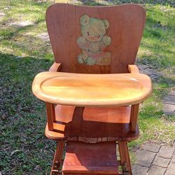 1940's Era Wooden High Chair Desk