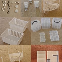 Moving sale! Daiso storage supplies,storage boxes, Craft supplies storage boxes, hanging storage, kitchen organizers