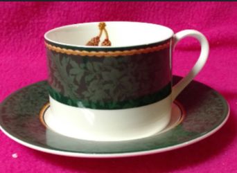Set of 4 Holiday Abundance Cups & Saucers Hallmark Home Collection by Sakura