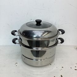 12"(30cm) Stainless Steel Steam Pot 2 Tier Multi-Layer Stack Steam Pot Boiler