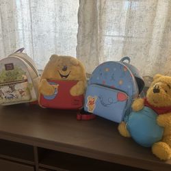 Pooh Bear loungefly & Danielle Nicole Bags + Disney Stuffy 