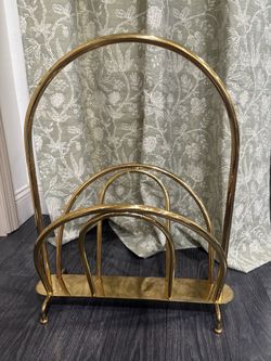 Mid century modern Gold Brass Arched Magazine Rack