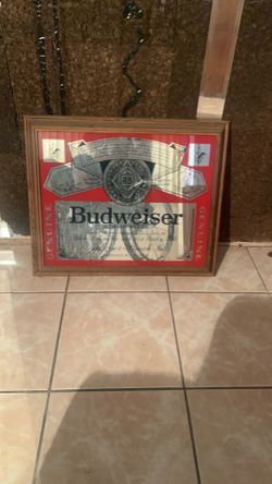 Budweiser mirror wood frame