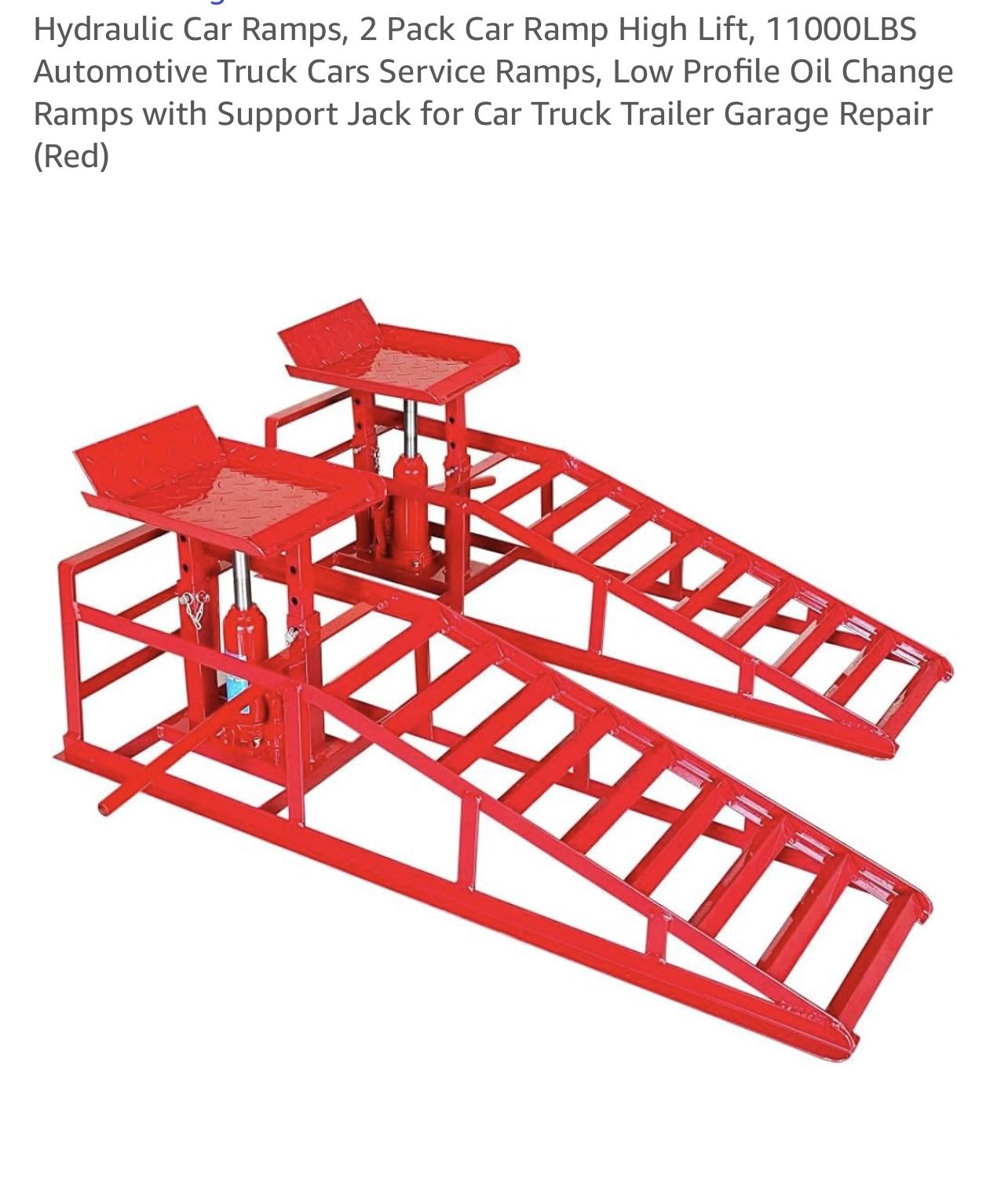 Hydraulic Car Ramps, 2 Pack Car Ramp High Lift, 11000LBS Automotive Truck Cars Service Ramps, Low Profile Oil Change Ramps with Support Jack for Car T