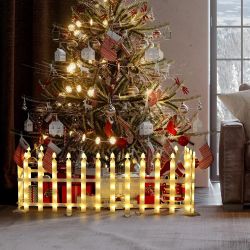 Lighted fence christmas decoration for outdoor, pack of 8 ,HD2052