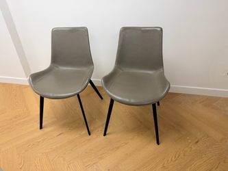 Set of 2 Arhaus Grey Faux Leather Dining Chairs
