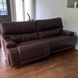Power Leather Couch, Reclineable