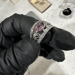 Technibond ✨ 925 Silver Amethyst CZ Ring – Filigree Design 