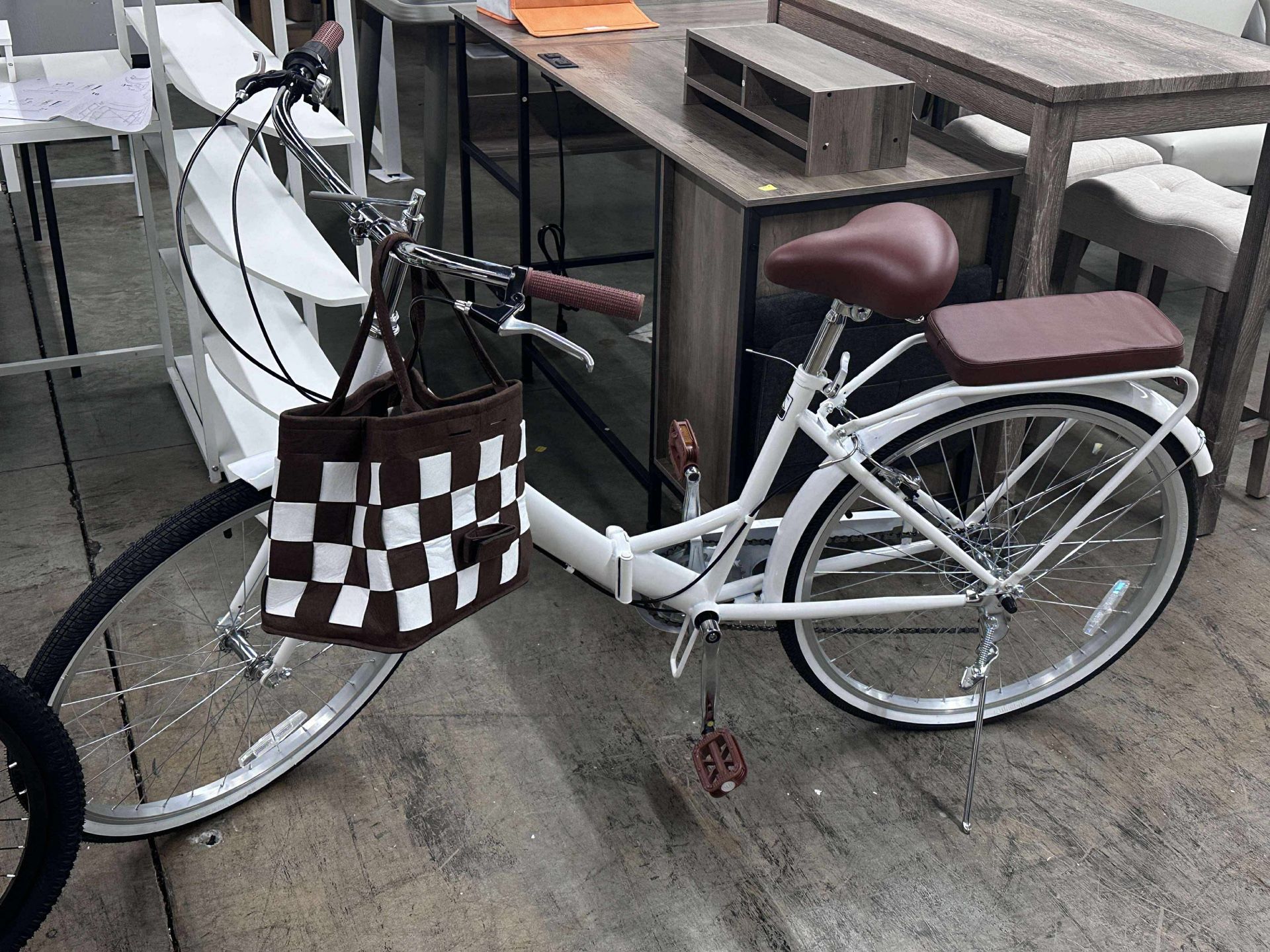 Folding Women’s Cruiser Bike 24", 7-Speed, Women Bicycle with Basket & Rack