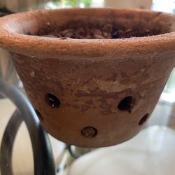 Terra-cotta clay orchid pot