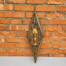 Burwood Vintage Diamond Shaped Chesspiece MCM Wall Hanging Made In The USA