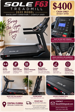 SOLE F63 bluetooth enabled treadmill