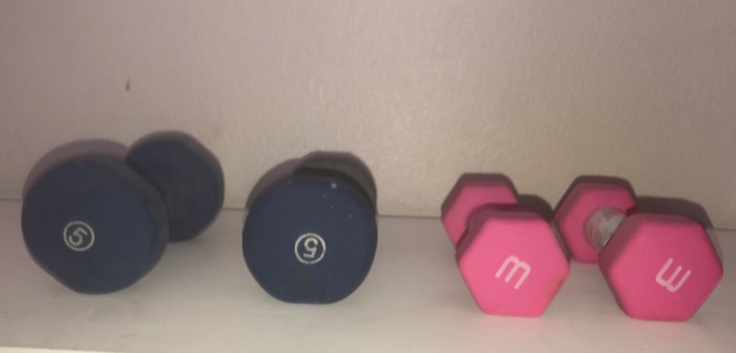 2 5lb Dumbbells 2 3lb Pound Dumbells