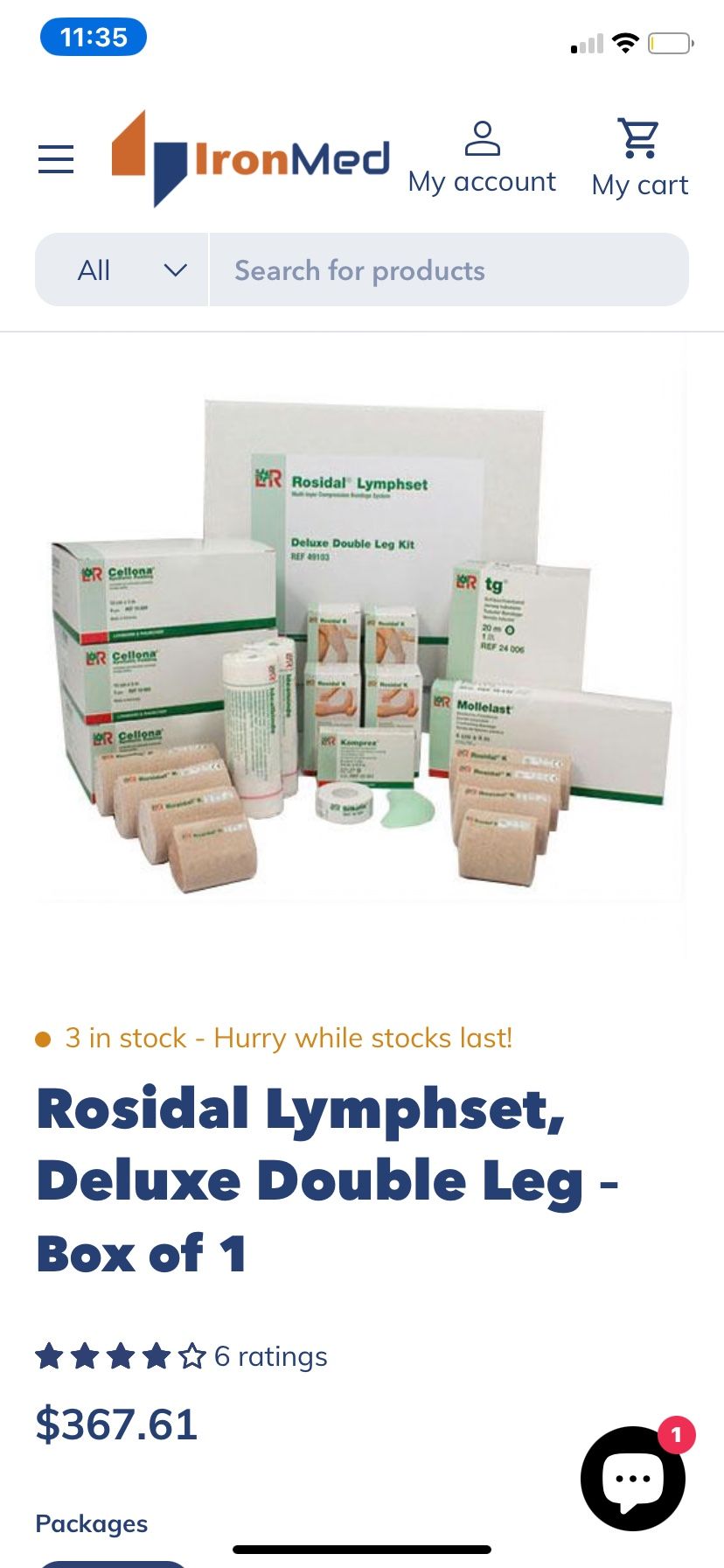 Rosidal Lymphset Deluxe Double Leg Kit - bandages.