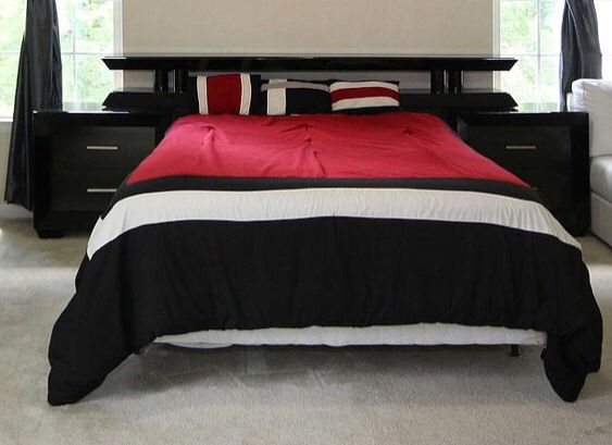 Queen Bed with mattress and side tables