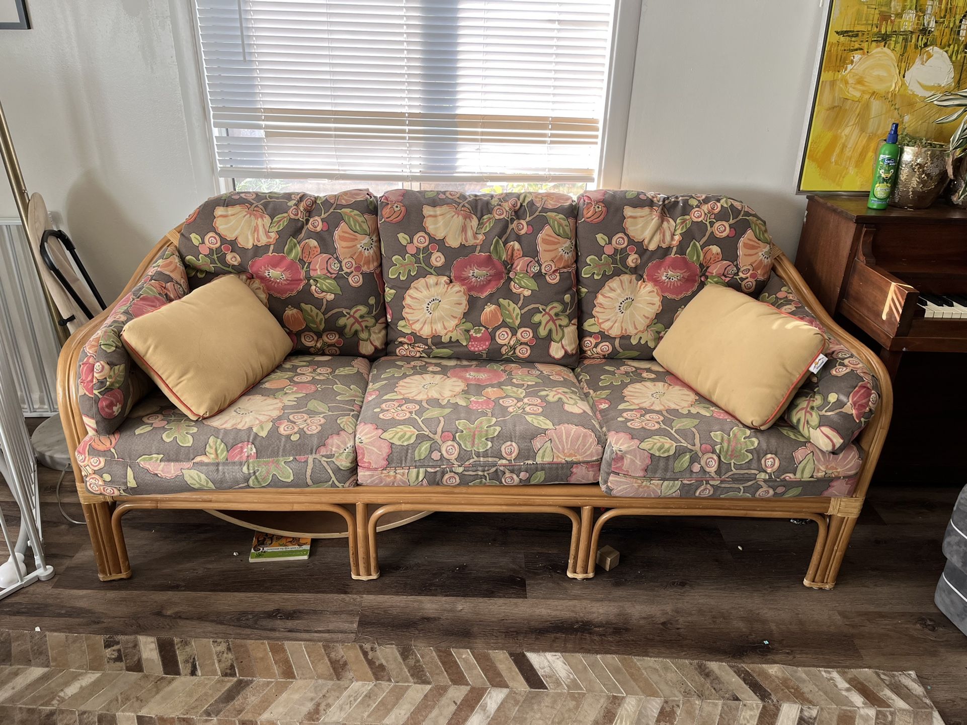 Bamboo Vintage Couch And Chair Set