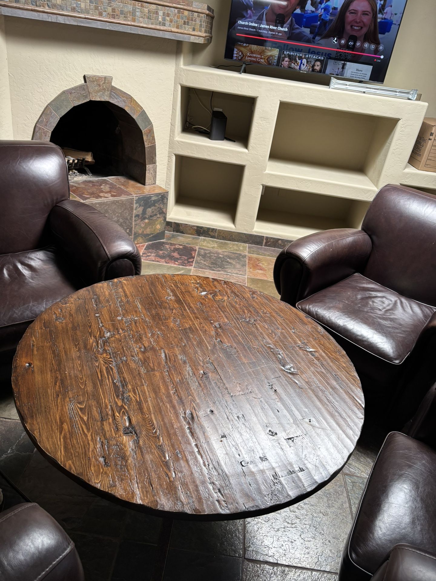 Large Leather Chairs & Table
