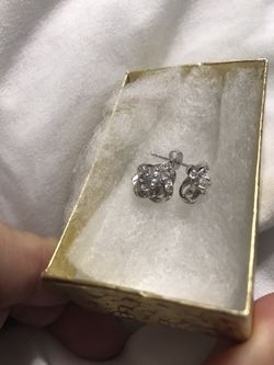 Silver with white cz stones earrings