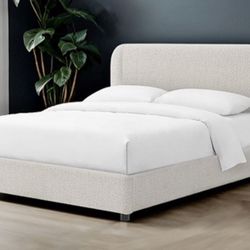 Full White Boucle Bed Frame Brand New In Box 