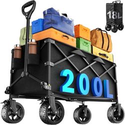 🔥 Brand New Heavy-Duty Collapsible Wagon Cart (200L Capacity, 550 lbs Load)