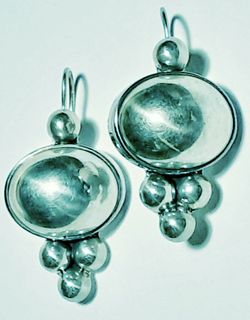 Vintage Mexican 925 sterling silver art deco earrings prob. TAXCO made in Mexico