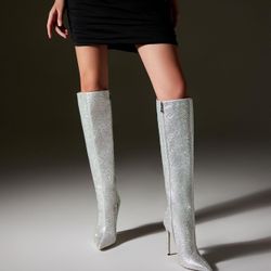 Knee High Boots Rhinestone 