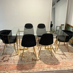 Black & Gold Dining Set For 6