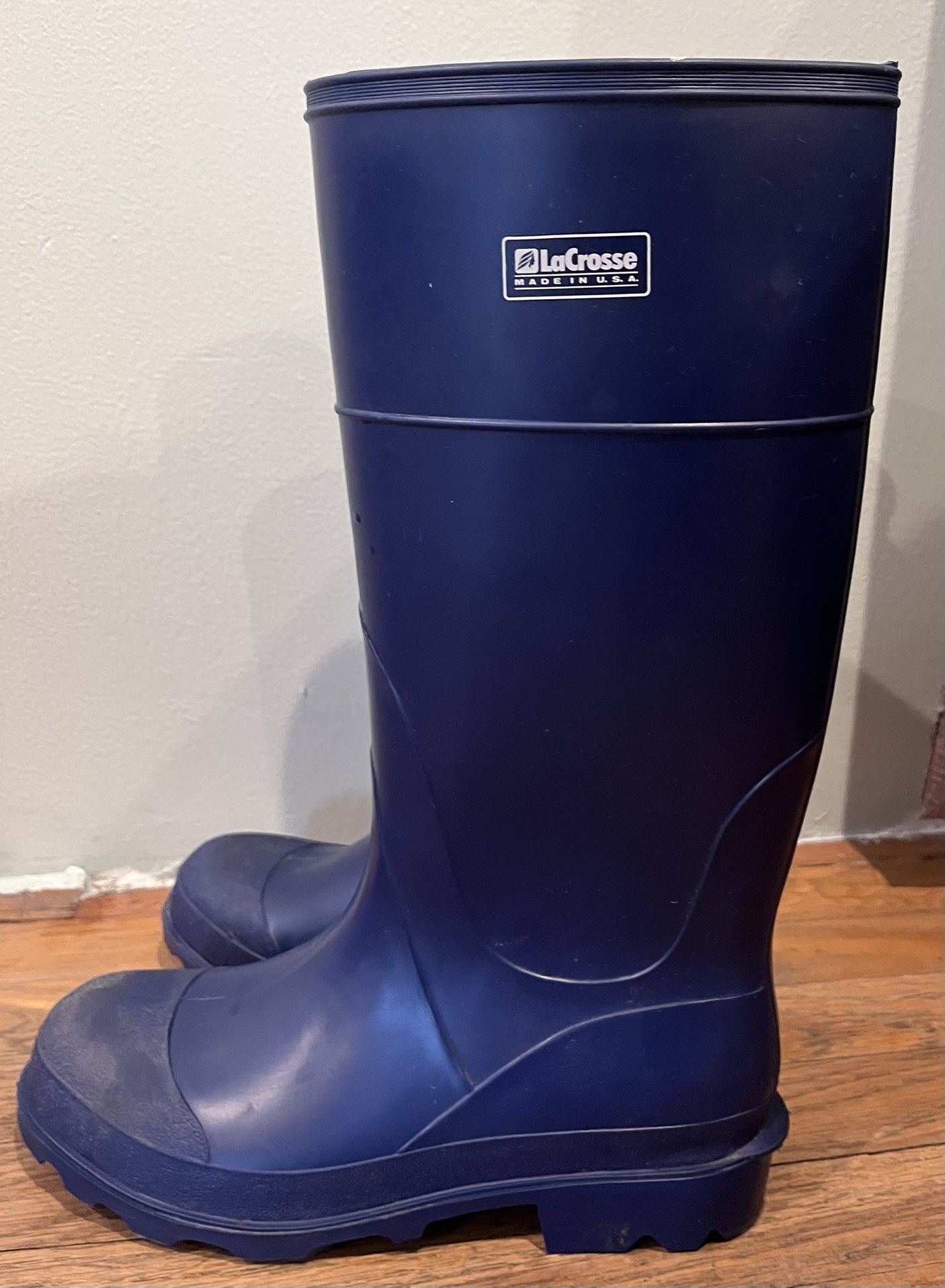 LaCrosse Royal Blue Rubber Older Rubber Tall Rain Boots, Made in the USA Size 7
