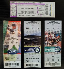 Vintage Seattle Mariners vs NY Yankees Ticket Stub Lot (4) – 2002-2005 Ichiro Era