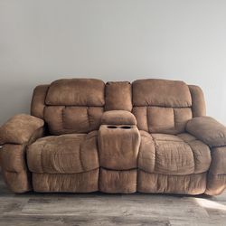 Manual Reclining Loveseat Couch 76” - Brown