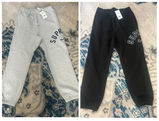 Grey and Black Nike x Supreme Sweatpants