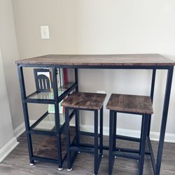 2 Person Dining Table / Multipurpose Bar Table With Shelves