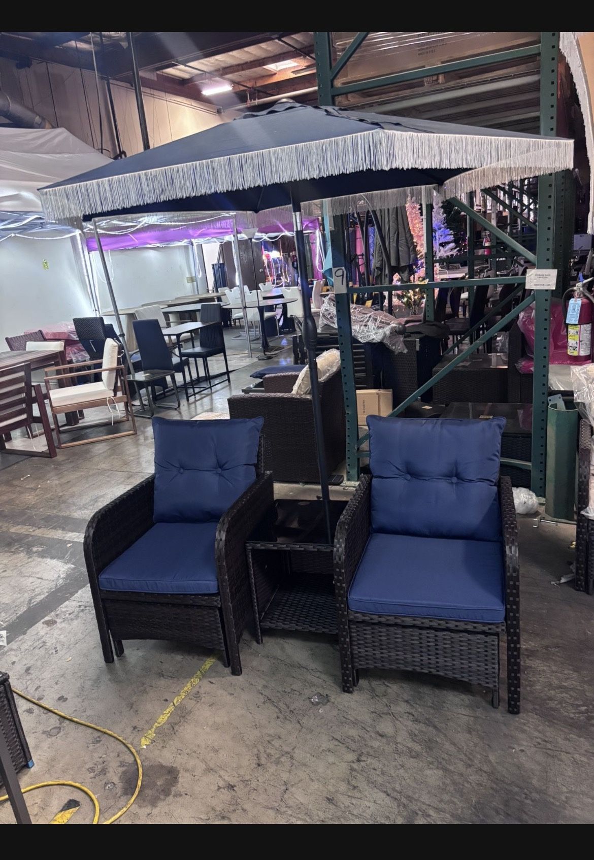 $215! 6pc Outdoor Set Inbox, Khaki, Or Navy Blue Color (Base Not Included)