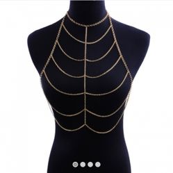 Body Chain Necklace Gold Plated