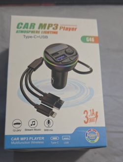 G46 Atmosphere Lighting Car Stereo MP3 Player Bluetooth Micro, Type C, & Lighting cable charger