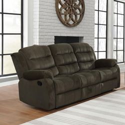 Upholstered Padded Arm Reclining Sofa Olive Brown Couch