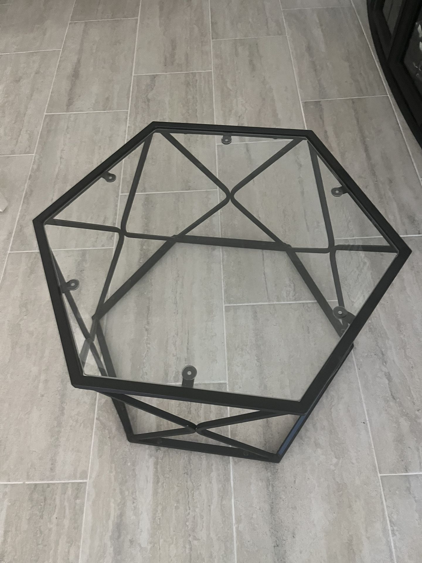 Black Metal And Glass Small Coffee Table Or End Table