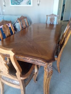 wood dinning table 6 chairs set