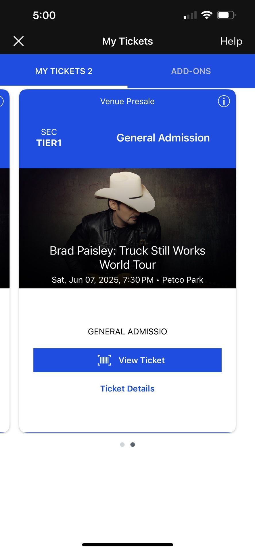 2 GA Brad Paisley Gallagher Square 6/7