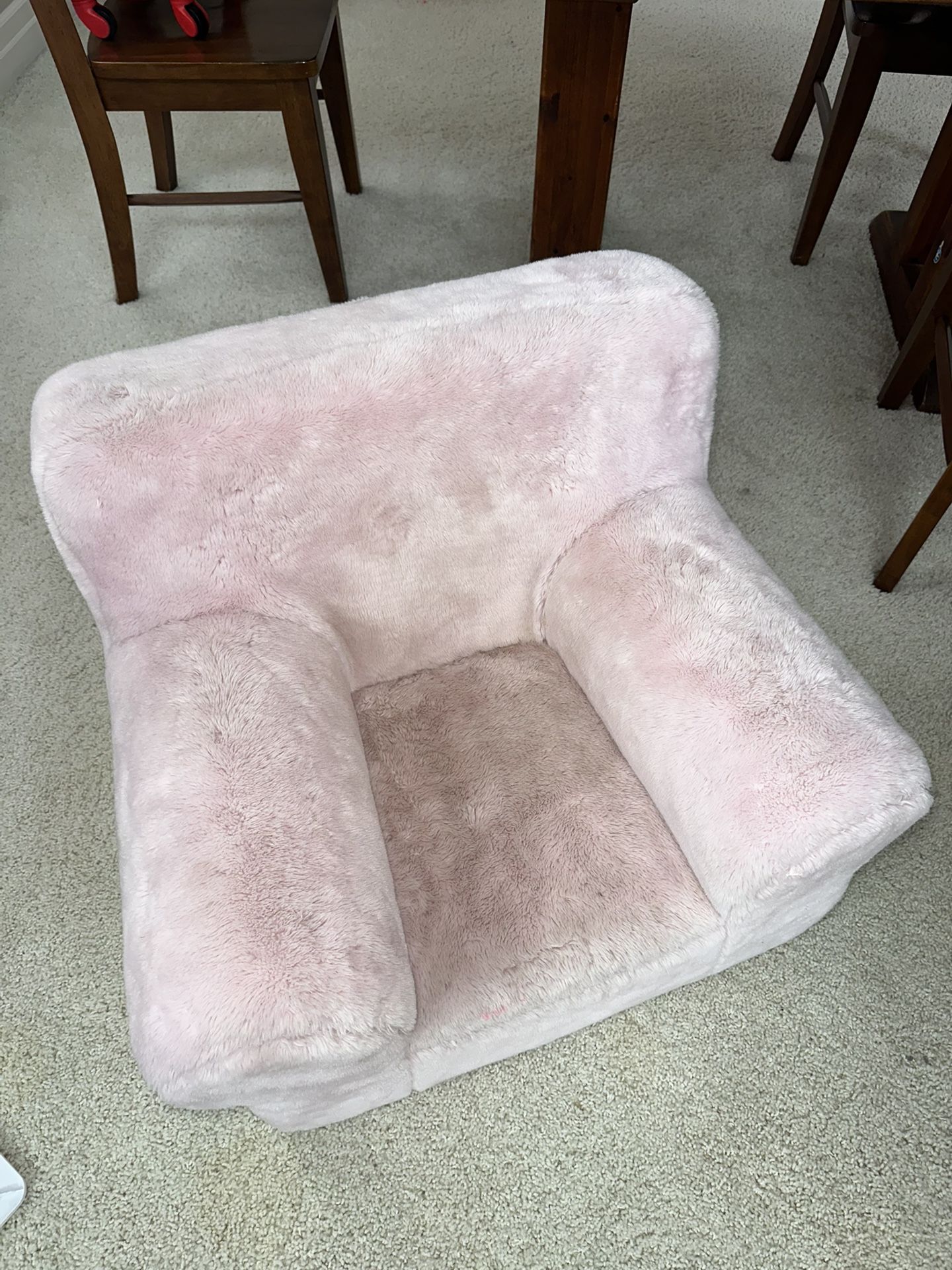 Pottery Barn Anywhere Chair Faux Fur Kids Lounge Chair Pink
