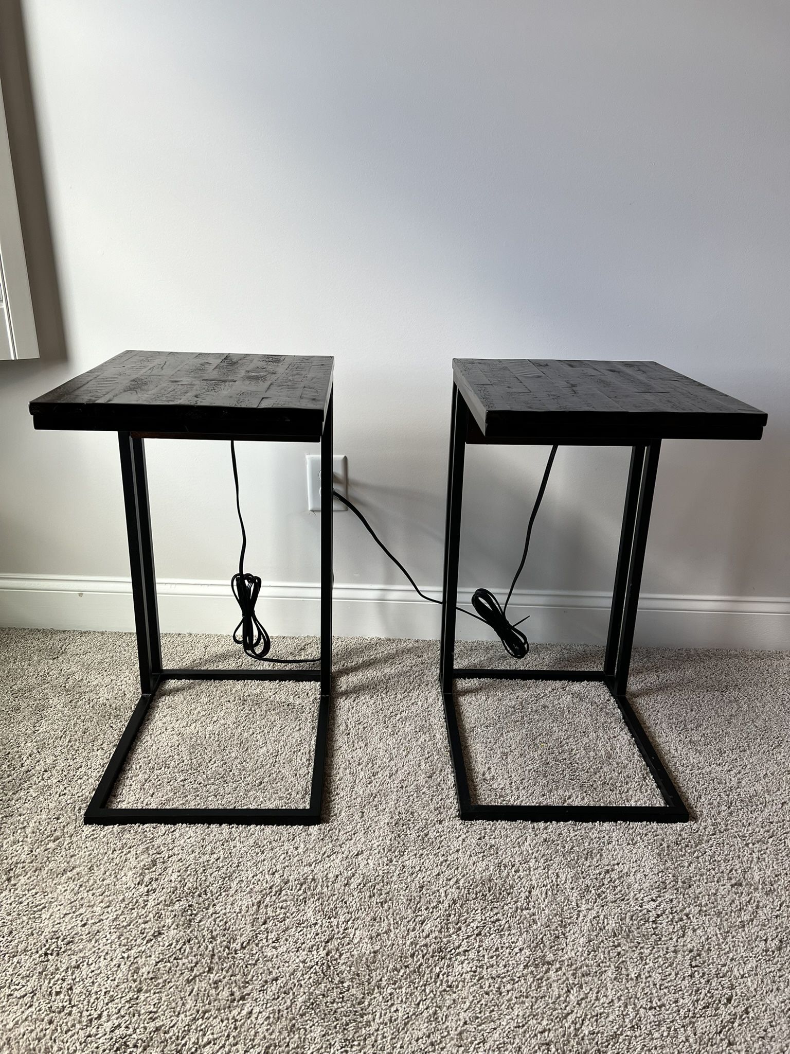 Charging End Tables (Set of 2) – C-Shaped Sofa Tables w/ USB & Outlets