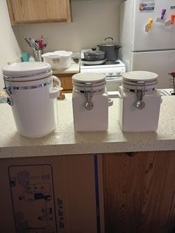 White Ceramic Canister Set of 3