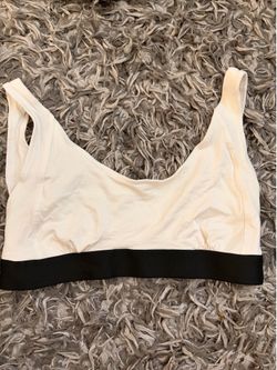 Lunya Cream Sports Bra with Black Band