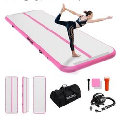 IBATMS Inflatable Gymnastics Air Tumbling Mat (Pink & Gray)