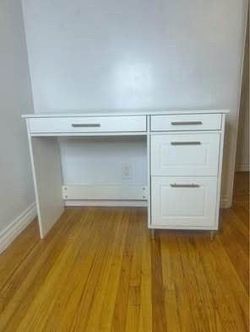 New Computer Desk ,4 Drawers, 43” Home Office Desk with Drawers, Gold Hardware for Small Space