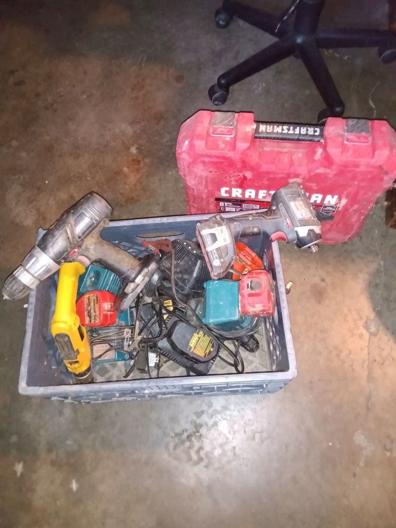 Drills And Chargers Batteries And Cfatman Tool Box