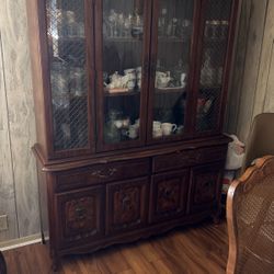 Vintage Oak/cherry China Cabinet 