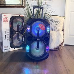 QFX doble 2x 10” Bluetooth rechargeable Party Speaker With Microphone And LED Lights 🔊🎤🎶  