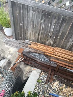 Free - Old redwood decking 2x4s and 2x2s