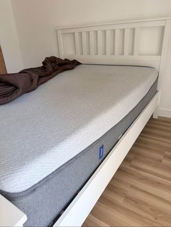 Queen Casper Mattress & White IKEA Hemnes Bed Frame Set